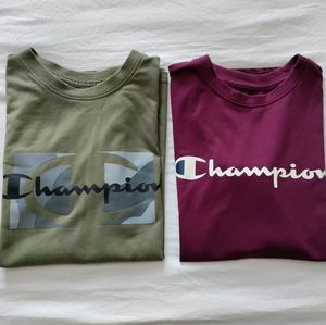 Two boys Champion tee shirts